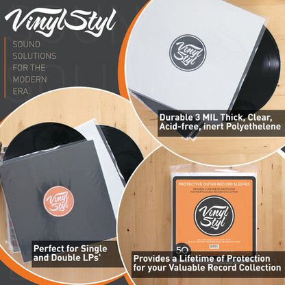 Vinyl Styl - 12 Inch Vinyl Record Outer Sleeve Polyethylene - 50 Count